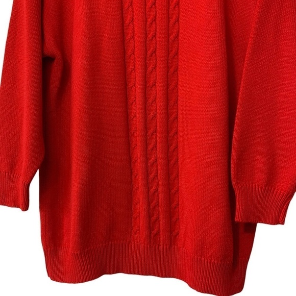 Vintage Red Chunky Cable Knit Distressed Grandpa Sweater Size Large - Picture 4 of 13